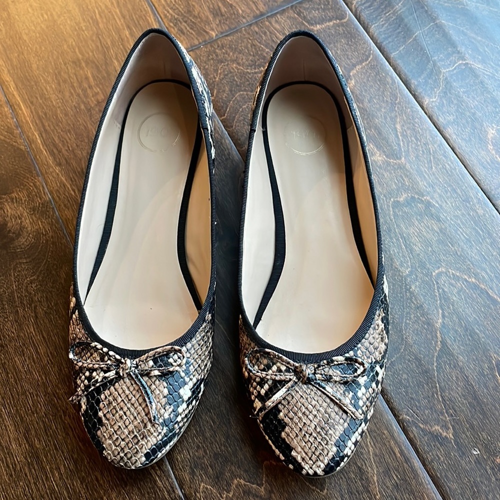 Leather snake print ballerina flats